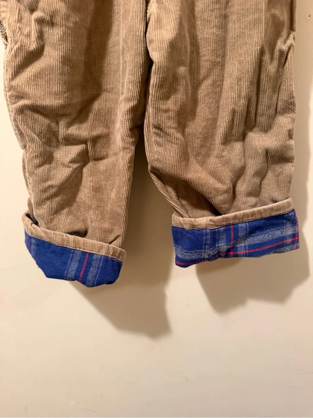 OshKosh B'gosh Tan Corduroy Fleece Lined Overalls Size 2T
